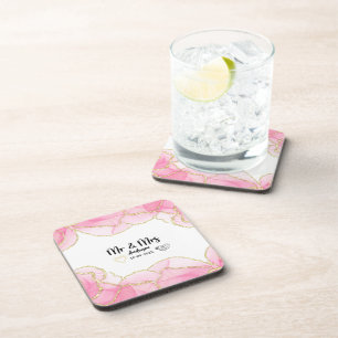 Dessous-de-verre Moderne Monsieur et Madame rose et or
