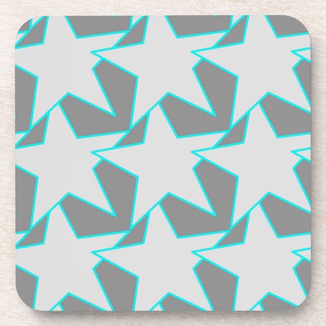 Dessous-de-verre Moderne Star Géométrique - Beverag gris et turquoi (Devant)