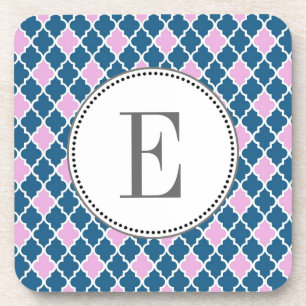 Dessous-de-verre moderne, tendance monogramme en quatre feuilles ro