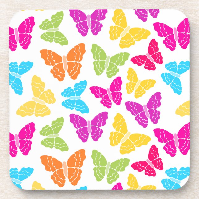 Dessous-de-verre Moderne Vibrant Arc-en-ciel Butterfly mûre Motif (Devant)