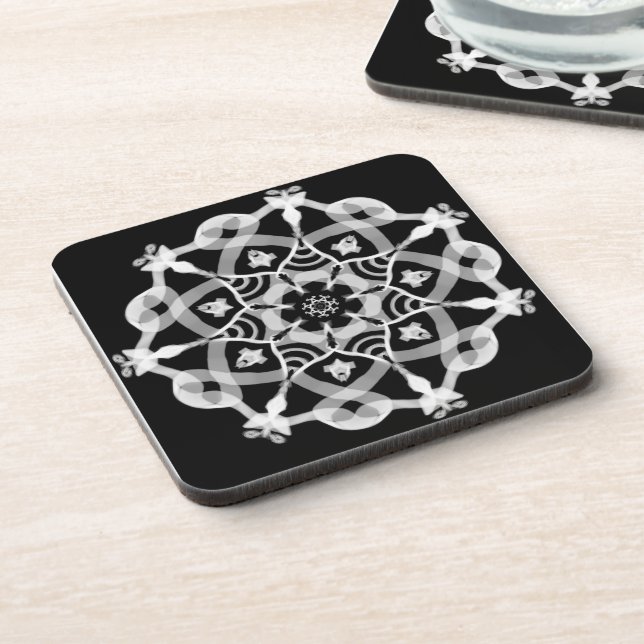 *~* Dessous de verre modernes en mandala noir et b (Côté gauche)