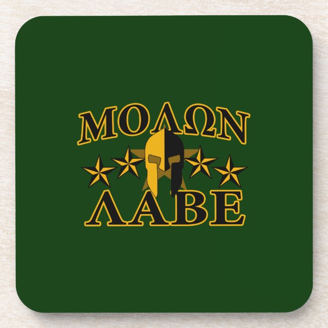 Dessous-de-verre Molon Labe Spartan Warrior 5 étoiles vert (Devant)