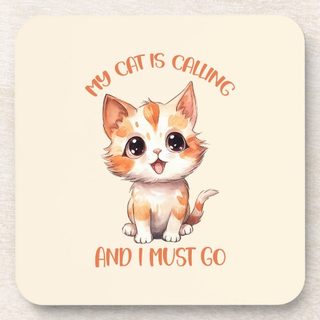 Dessous-de-verre Mon Chat Appelle Un Chat Orange Cute (Devant)