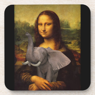 Dessous-de-verre Mona Lisa avec éléphant