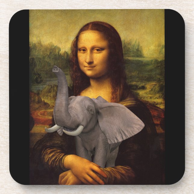 Dessous-de-verre Mona Lisa avec éléphant (Devant)