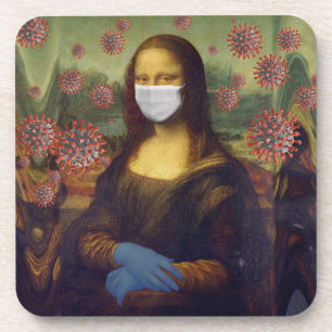 Dessous-de-verre Mona Lisa Jouer En Sécurité Autour De Coronavirus,