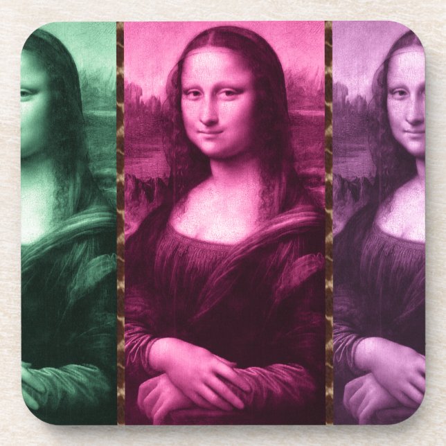 Dessous-de-verre Mona Lisa Poster de animal rose rose violet (Devant)