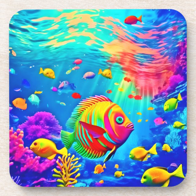 Dessous-de-verre Monde sous-marin de couleur (Devant)