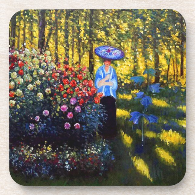 Dessous-de-verre Monet Woman avec un parasol dans le jardin (Devant)