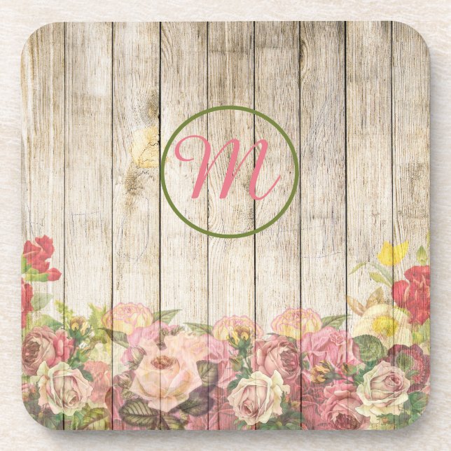 Dessous-de-verre Monogram Flower Garden at Wooden Fence (Devant)