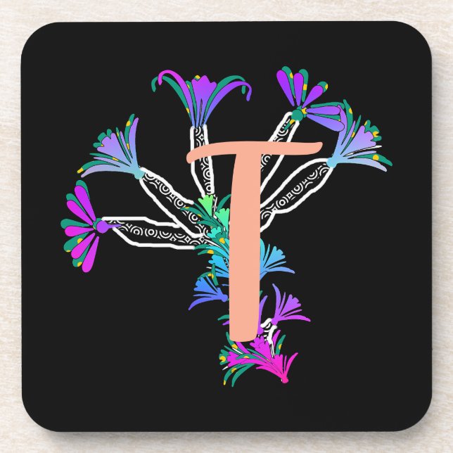 Dessous de verre Monogram T Initial  de boisson (Devant)