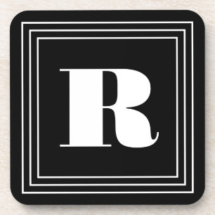 Dessous-de-verre Monogramme 3 cadres   Noir et blanc