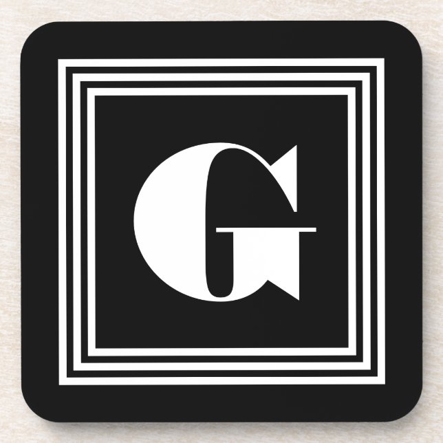Dessous-de-verre Monogramme 3 trames en gras | Noir et blanc (Devant)