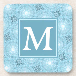 Dessous-de-verre Monogramme ange bleu cercles motif