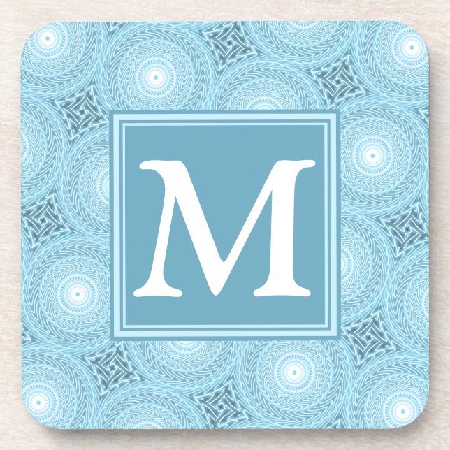 Dessous-de-verre Monogramme ange bleu cercles motif (Devant)