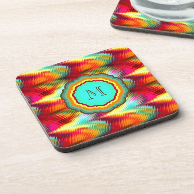 Dessous-de-verre Monogramme Arc-en-Ciel Funky et Vibrant (Côté gauche)