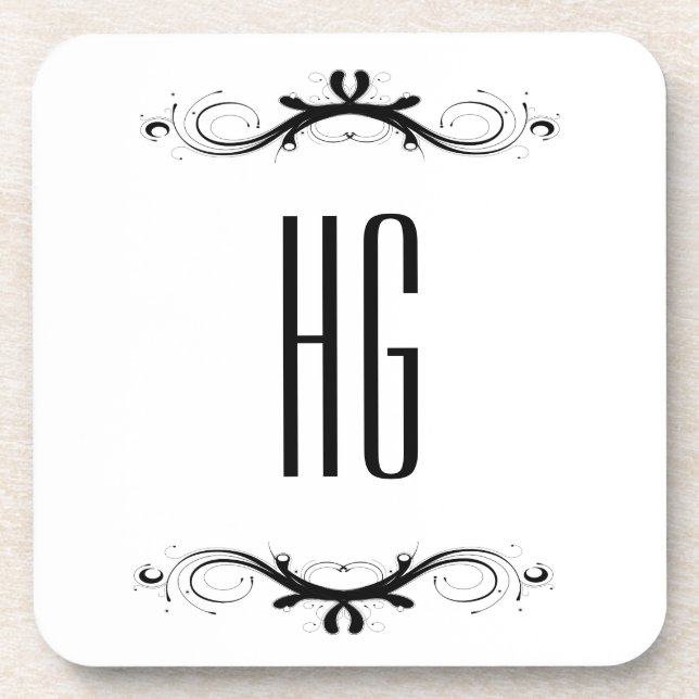 Dessous-de-verre Monogramme avec accents noirs (Devant)