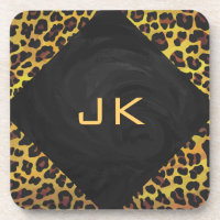Monogramme avec Léopard Marron et Jaune