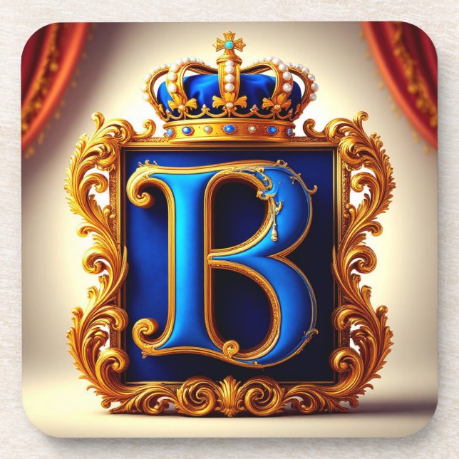 Dessous-de-verre Monogramme B en lettre royale bleue (Devant)