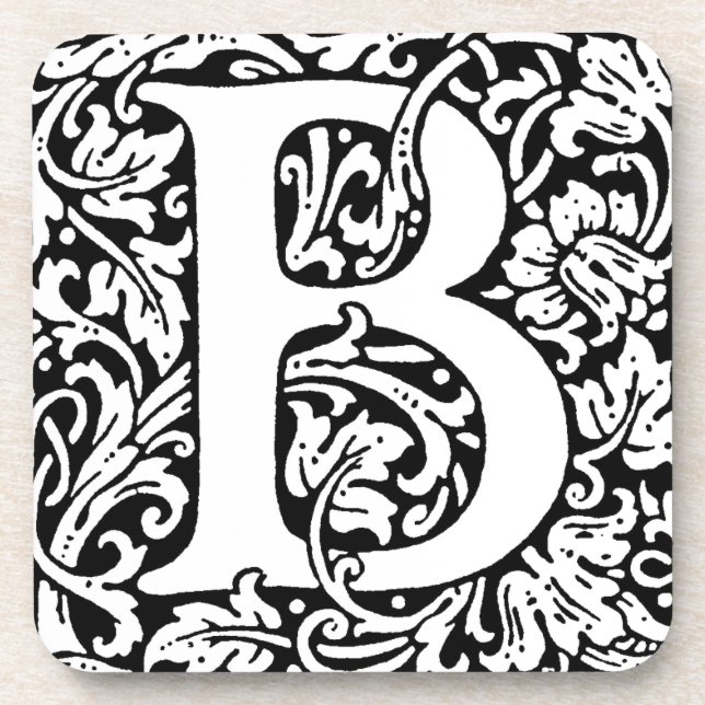 Dessous-de-verre Monogramme B initial. Nom customisé Modèle floral (Devant)
