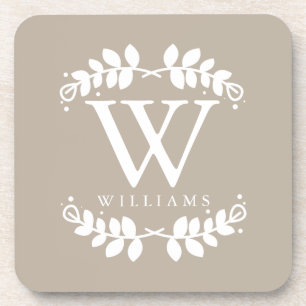 Dessous-de-verre Monogramme beige de toile élégant