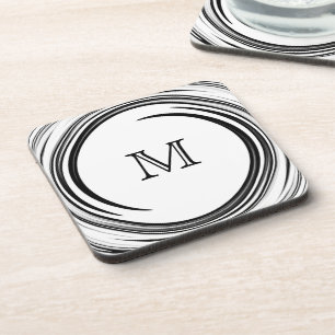 Dessous-de-verre Monogramme Black Swirl Art Abstrait