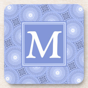 Dessous-de-verre Monogramme bleu cercles motif