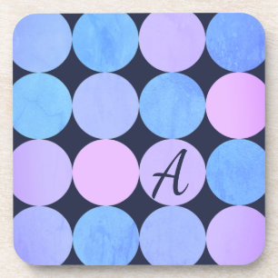 Dessous-de-verre Monogramme bleu pourpre et rose des cercles