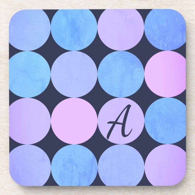Dessous-de-verre Monogramme bleu pourpre et rose des cercles (Devant)