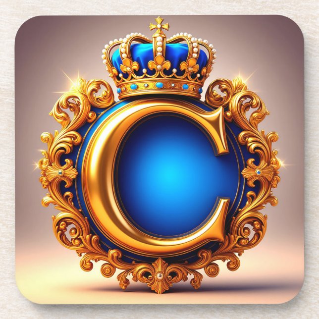 Dessous-de-verre Monogramme C en lettre royale bleue (Devant)