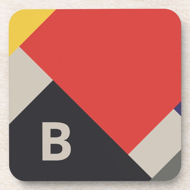Dessous-de-verre Monogramme Carré De Stijl Inspiré (Devant)