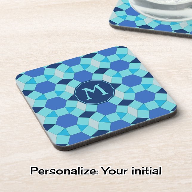 Dessous-de-verre Monogramme carreaux bleu foncé (Créateur téléchargé)