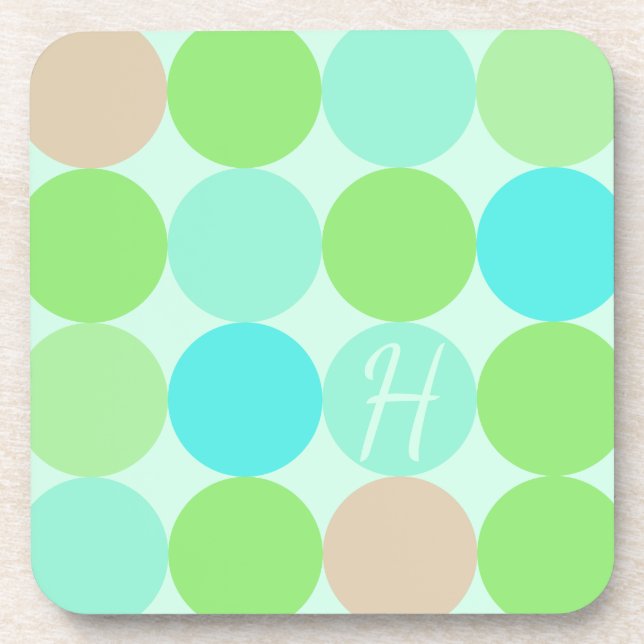 Dessous-de-verre Monogramme Cercles Turquoise Bleu Vert & Orange (Devant)
