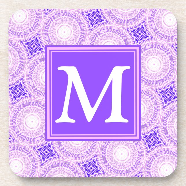 Dessous-de-verre Monogramme cercles violets motif (Devant)