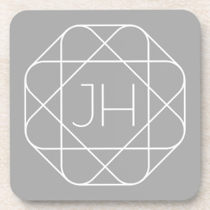Dessous-de-verre Monogramme Cool, Style de Logo Hip Vibe Gris & B