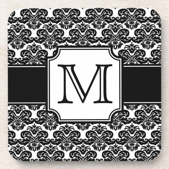 Dessous de verre monogramme Damask tendance (Devant)