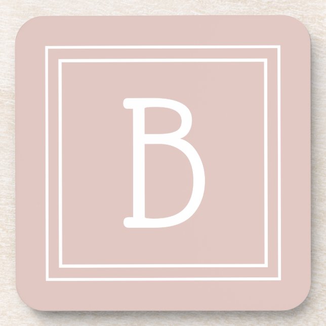 Dessous-de-verre Monogramme de Ferme Moderne Rose et Blanc Initiale (Devant)