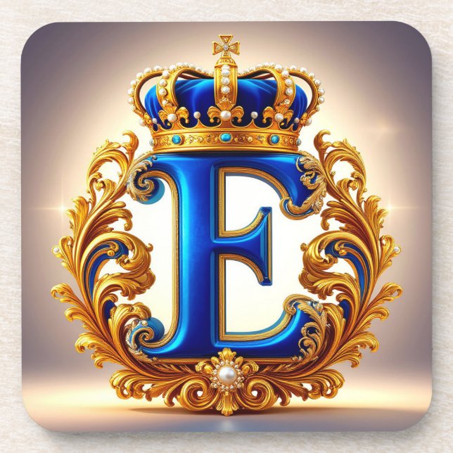 Dessous-de-verre Monogramme de lettre E bleu royal (Devant)