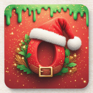 Dessous-de-verre Monogramme de Noël personnalisé O avec chapeau de