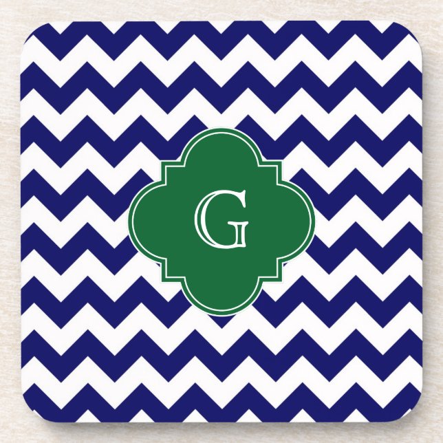 Dessous-de-verre Monogramme de Quatrefoil vert de la forêt de Chevr (Devant)