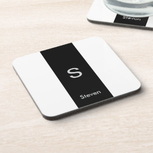 Dessous-de-verre Monogramme deux tons moderne noir et blanc