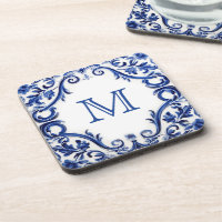 Monogramme du mariage bleu Delft