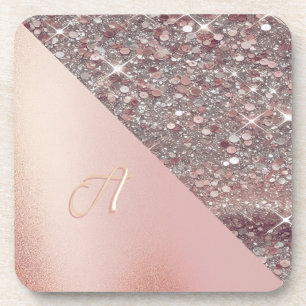 Dessous-de-verre Monogramme élégant en or rose