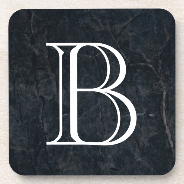 Dessous-de-verre Monogramme Elegant Pierre Noire Texture (Devant)