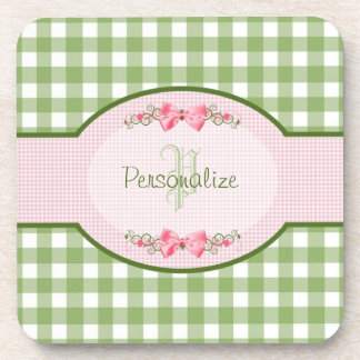 Dessous-de-verre Monogramme En vichy Vert Fille Avec Nom