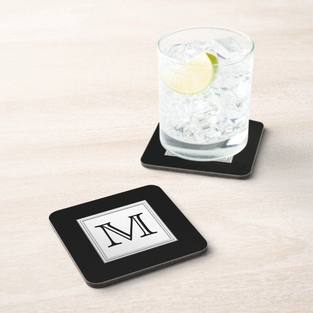 Dessous-de-verre Monogramme fait sur commande imprimé. Gris noir et (Côté Droit)