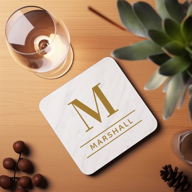 Dessous-de-verre Monogramme familial personnalisé en laiton classiq (Créateur téléchargé)
