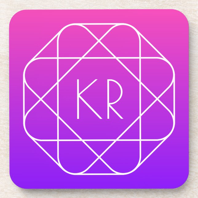 Dessous-de-verre Monogramme géométrique cool | Violette violette ma (Devant)