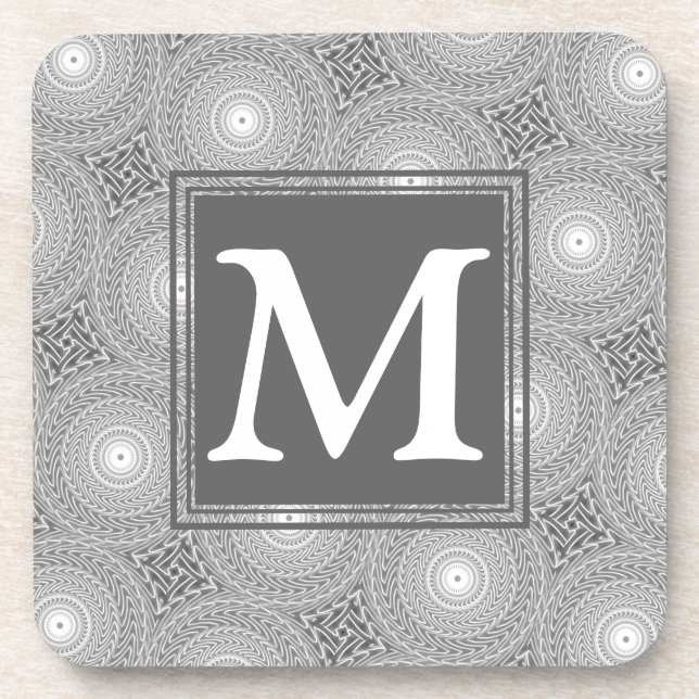 Dessous-de-verre Monogramme gris cercles motif (Devant)