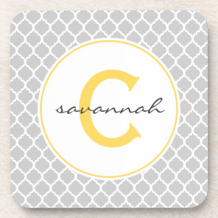 Dessous-de-verre Monogramme gris de Quatrefoil